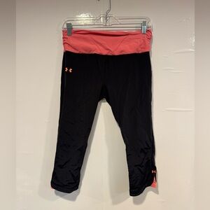 Under Armour Crop Leggings in Black and Coral‎